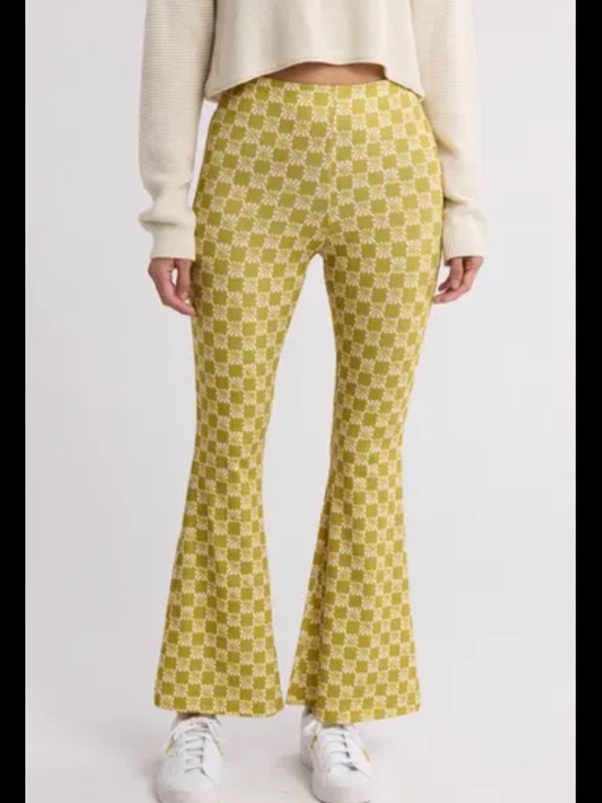 Billabong Pants - BILLABONG Retro Print Flare Leg Pull-on Pants